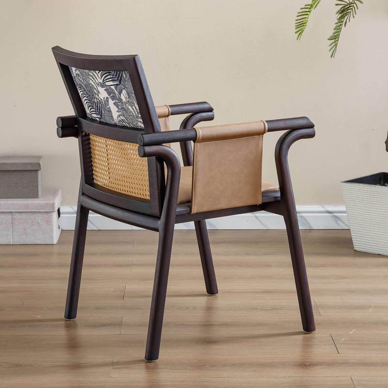GDC Solid Wood Dining Chair with Backrest and Armrests