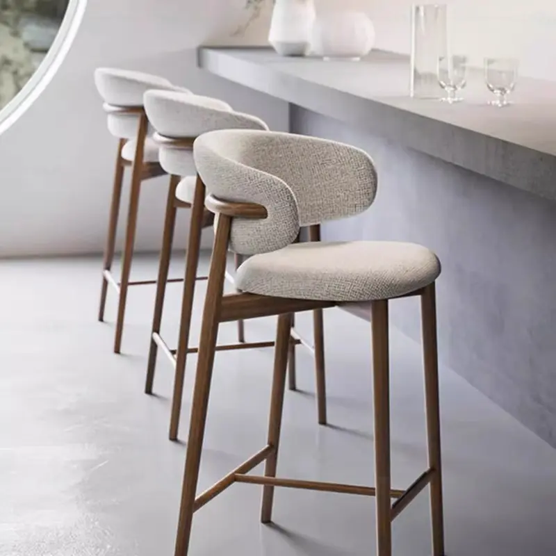 GDC Modern Solid Wood Frame Fabric Cushion bar Stool