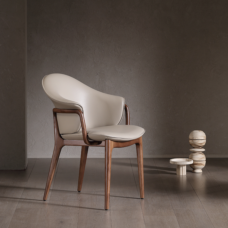 GDC Nordic Solid Wood Dining Chair Italian Minimalist Back