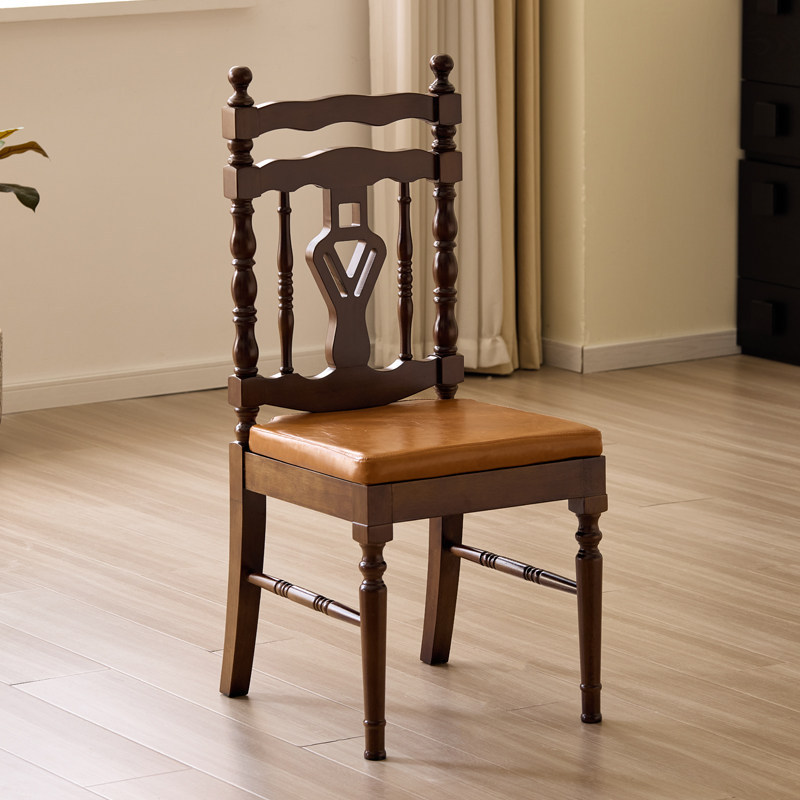 GDC French Solid Wood Dining Chair Upholstered Back Minimalist