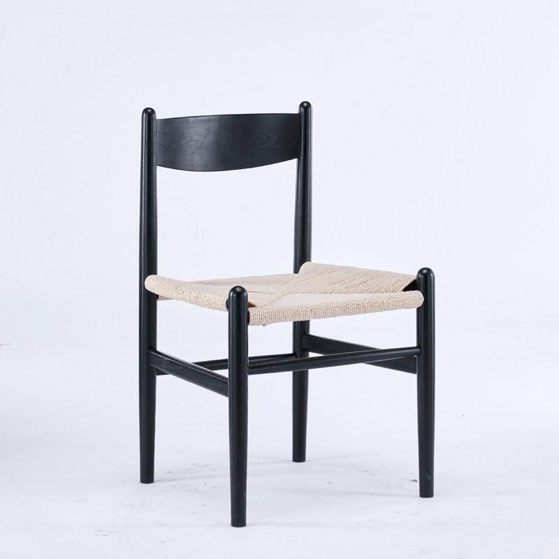 GDC Mid-Century Dining Chair Hand-Woven Paper Cord Seat Side