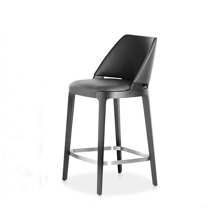 GDC Modern Solid Wood Bar Stool Chair with Fabric
