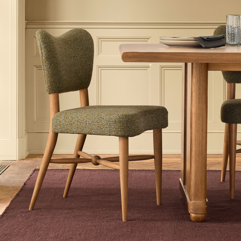 Olive Green Tweed Upholstered Butterfly Back Dining Chair Solid