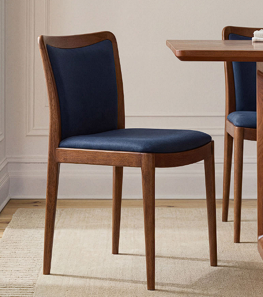Wholesale Mid Century Solid Wood Dining Chair Navy Blue