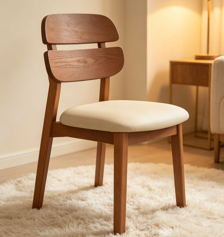 GDC Factory Direct Modern Wood Dining Chair with Cream
