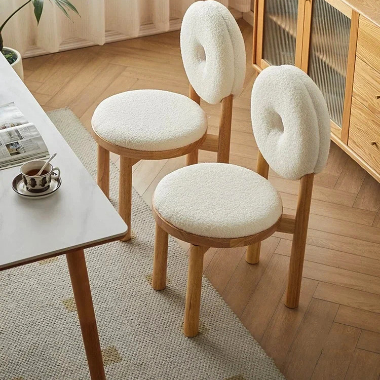 GDC Modern Minimalist Style Dining Chair Comfortable Cream Household