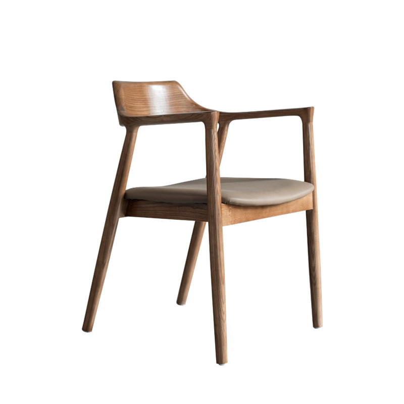GDC Nordic Solid Wood Dining Chair Leisure Armchair for