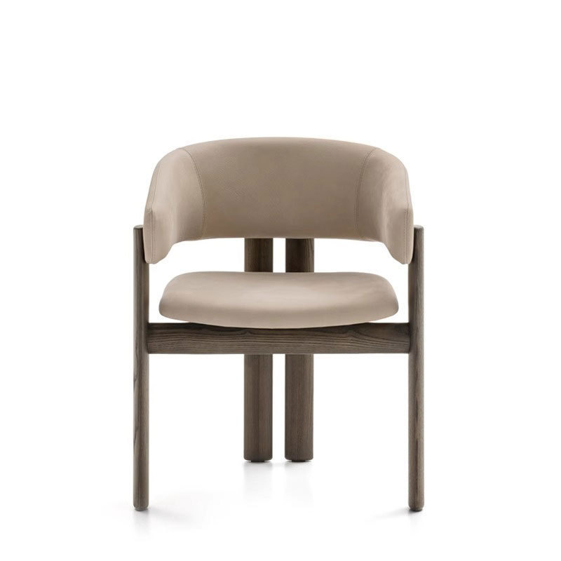 GDC Italian-style Nordic Minimalist Leather Dining Chair Armrests Home