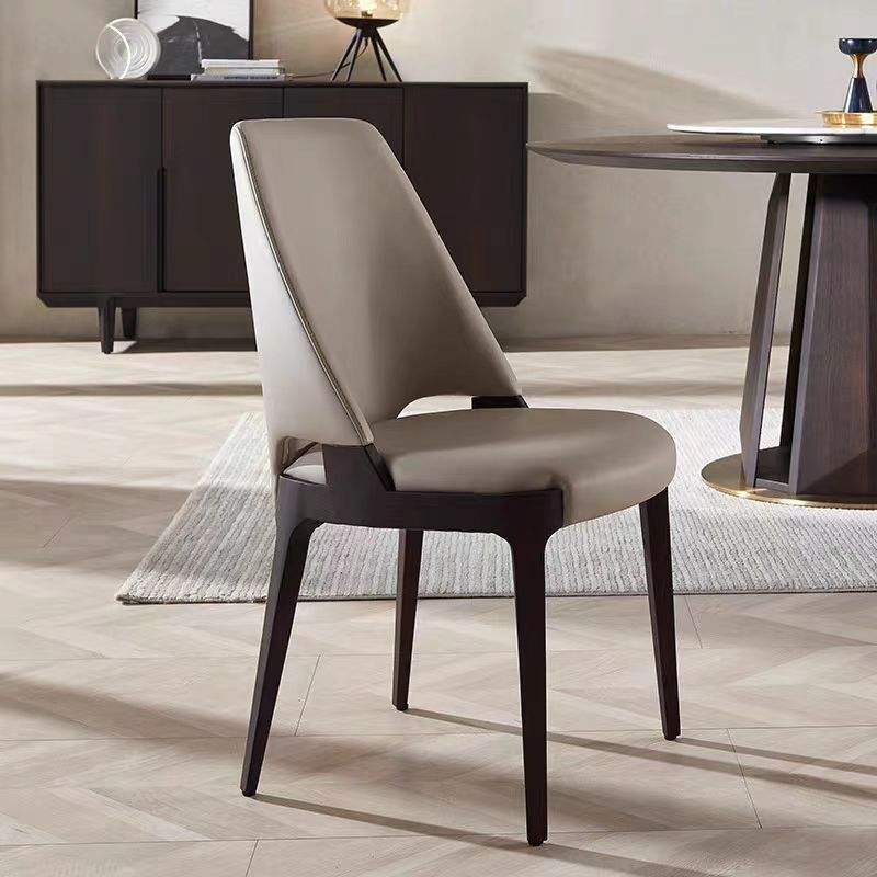 GDC Minimalist Wooden Dining Chair Modern High Quality Leather