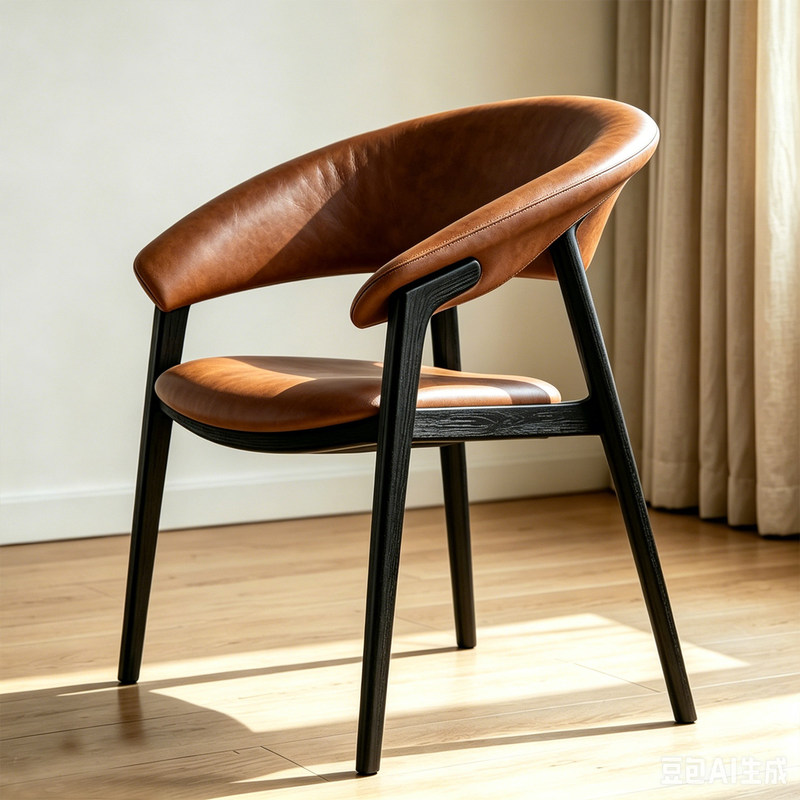 GDC Modern Black Solid Wood Frame Dining Chair Cream