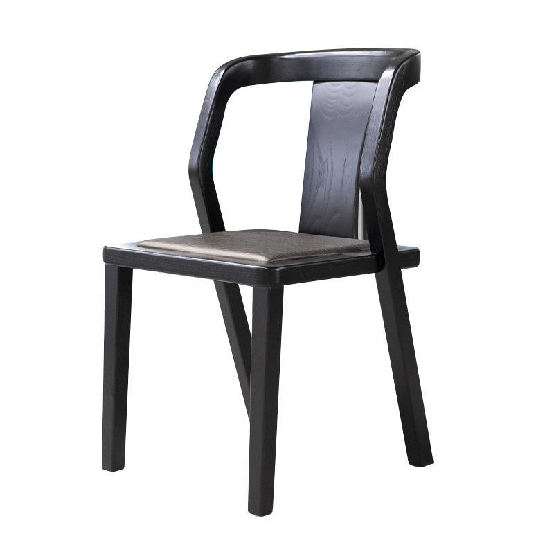 GDC Modern Minimalist Black Solid Wood Dining Chair with