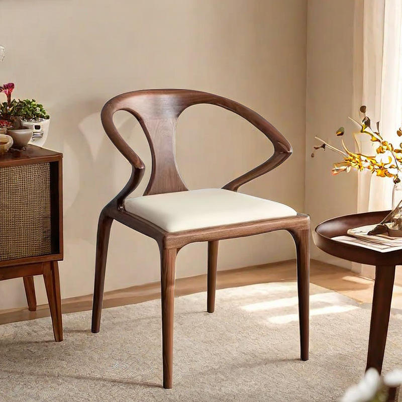 GDC Modern Nordic Solid Wood Dining Chair with Armrest