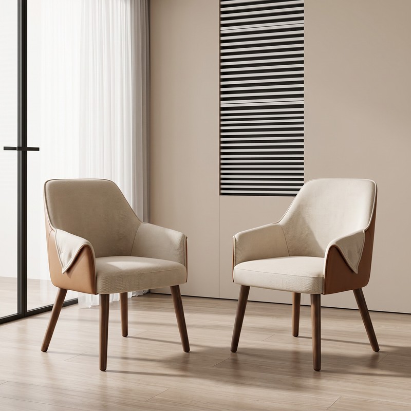 GDC Nordic Dining Chair Solid Wood Leg Fabric Armchair