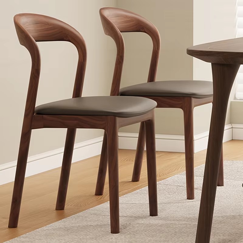 GDC Nordic Modern Minimalist Solid Wood Leather Seat Dining