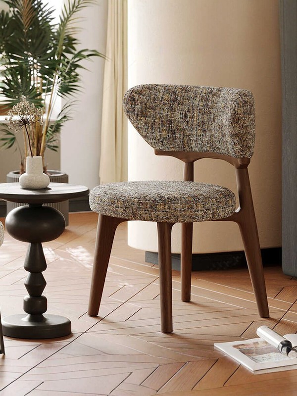 GDC Nordic Modern Solid Wood Dining Chair Microfiber Leather