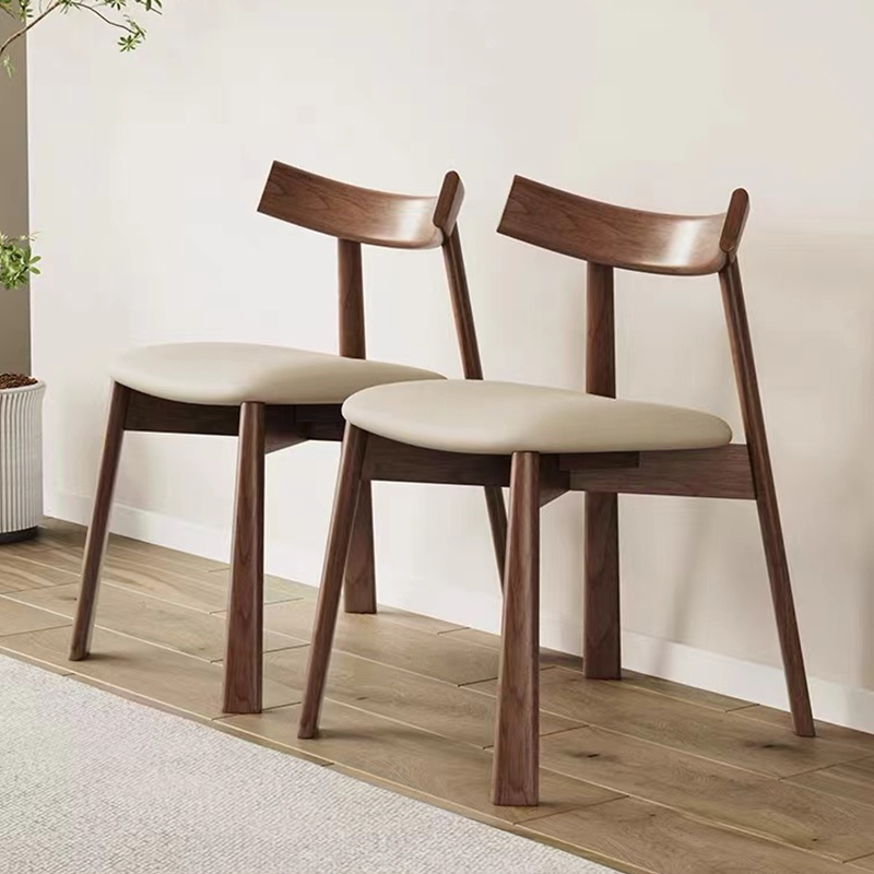 GDC Nordic Modern Design Dining Chair Solid Wood Leather