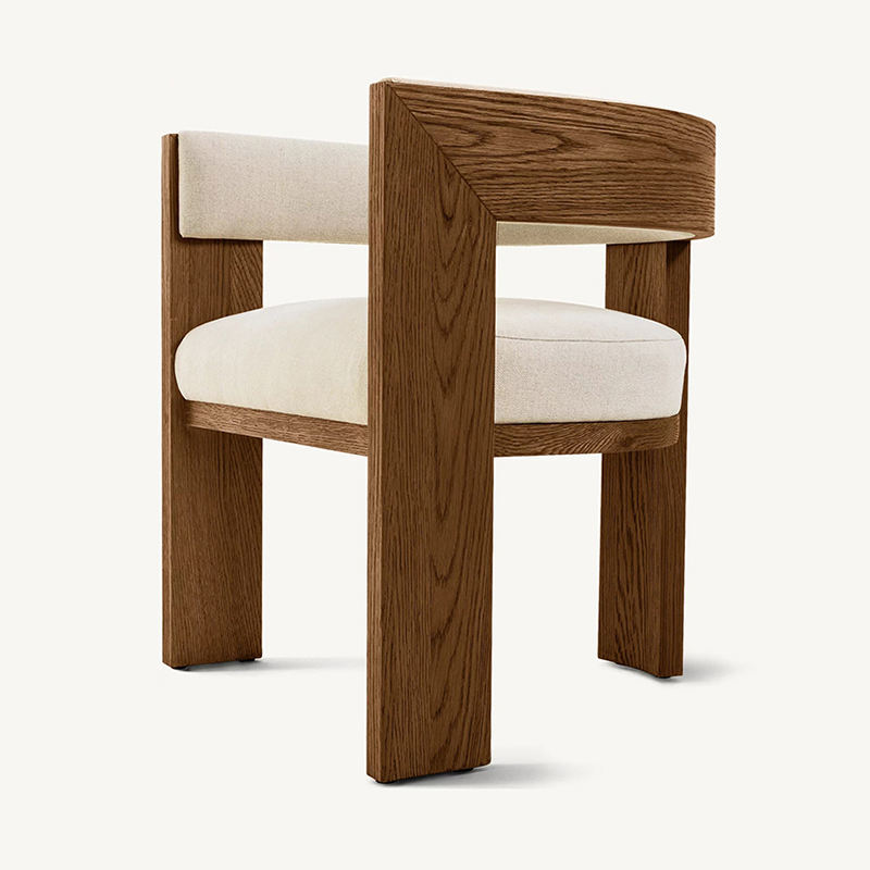 GDC 2025 Rustic Barrel Back Fabric Upholstered Dining Armchair