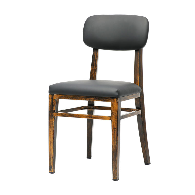 GDC Antique Leather Frame in Wood Finish Bist Chair