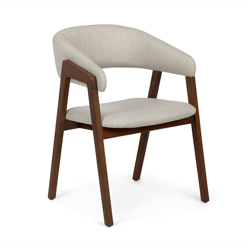 GDC Century Modern Upholstered Solid Walnut Dining Armchair Wooden