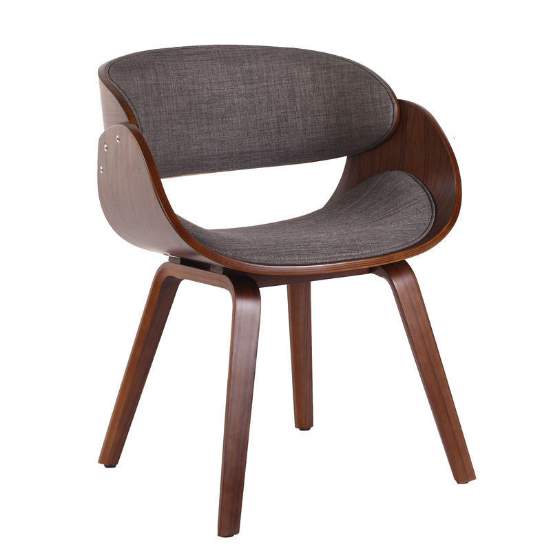 GDC Mid Century Wooden Dining Chair U-Shaped Fabric Comfortable