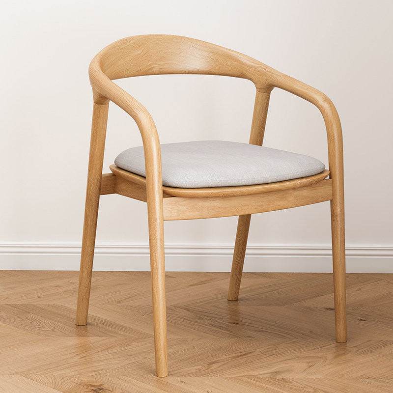GDC Minimalist Home Restaurant Backrest Solid Wood Chairs Upholstered