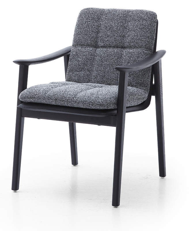 GDC Modern Comfortable Armrest Dining Chair Soft Upholstered Wood