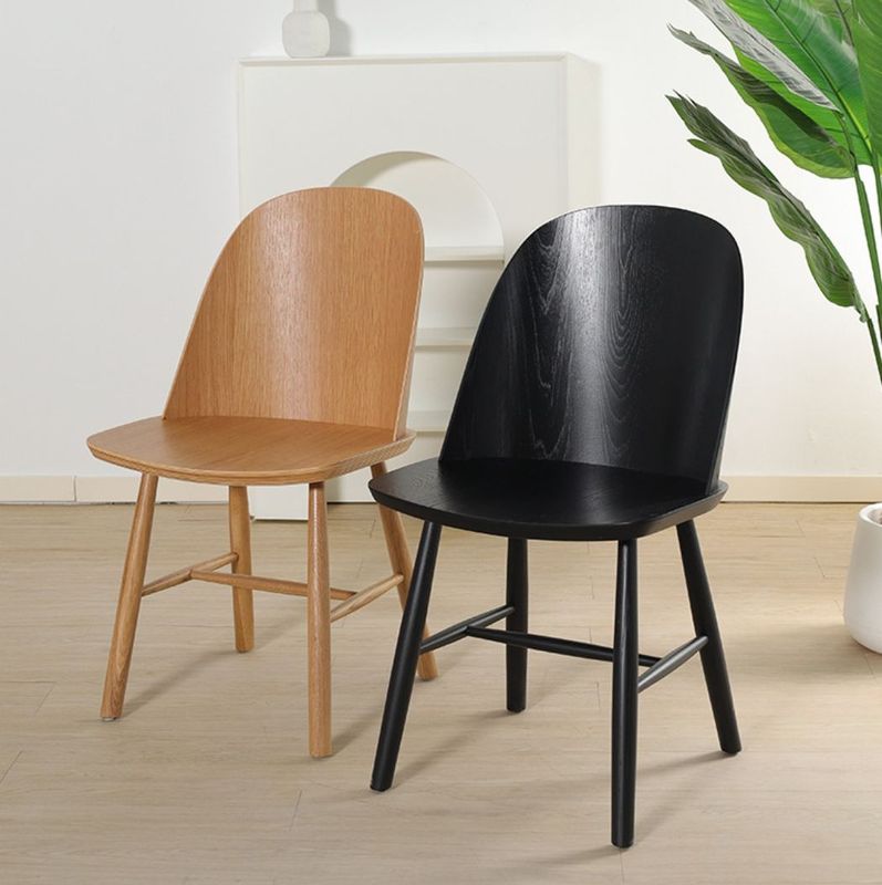 GDC Modern Minimalist White Oak Dining Chair Scandinavian Log