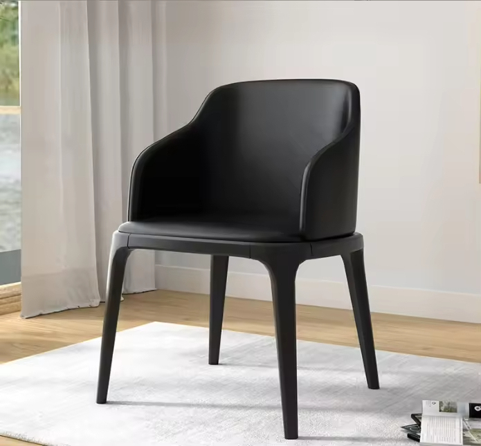 GDC Modern Solid Wood Dining Chairs Leather Living Room