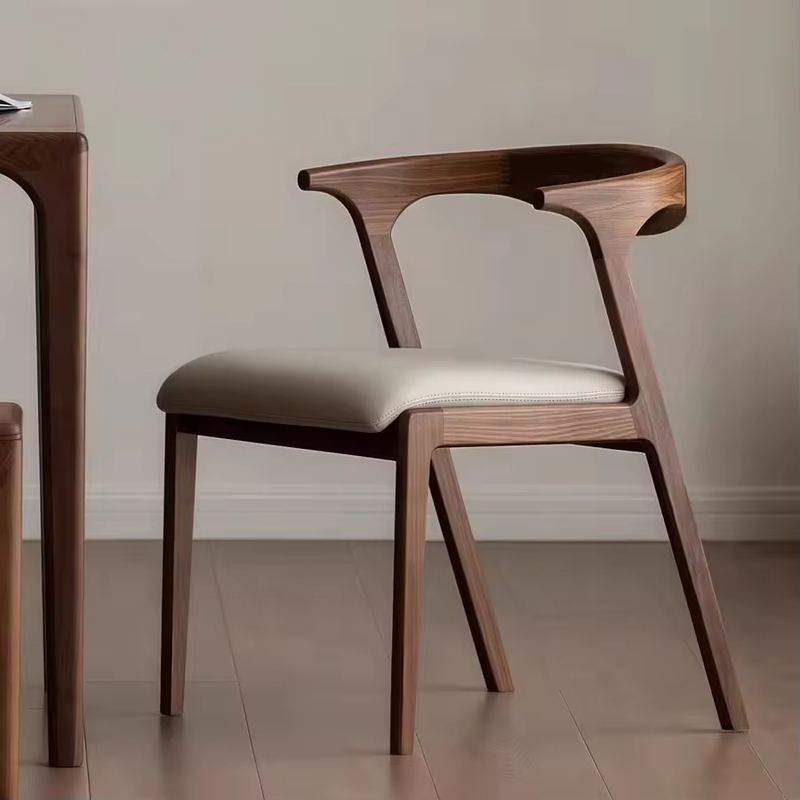 GDC Nordic Modern Minimalist Solid Wood Dining Chair Walnut