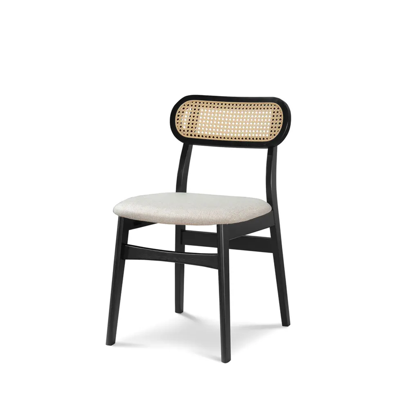 GDC Nordic Retro Dining Chair Solid Wooded Rattan Single