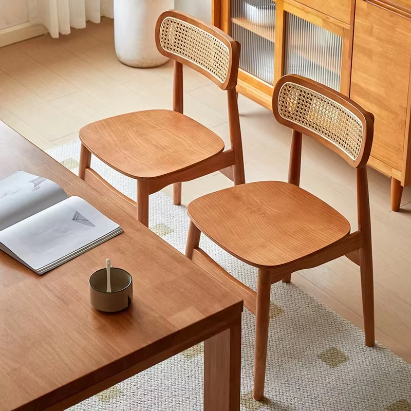 GDC Nordic Retro Simple Leisure Dining Chair Solid Wood