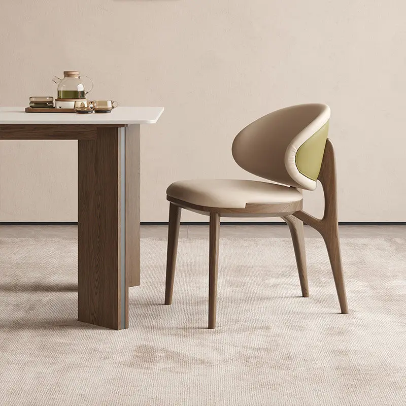 GDC Nordic Style Wood Frame Leather Cushion Dining Chair