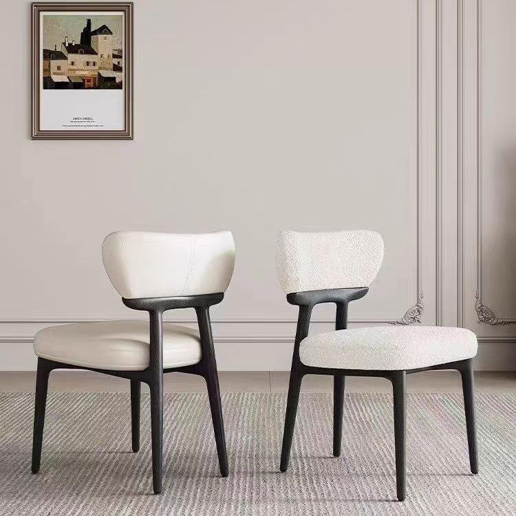GDC Nordic White Velvet Fabric Upholstered Solid Wood Dining