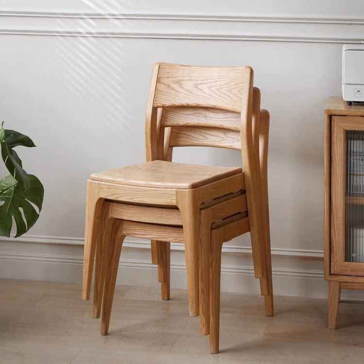 GDC Stackable Solid Wood Dining Chairs Light Luxury Nordic