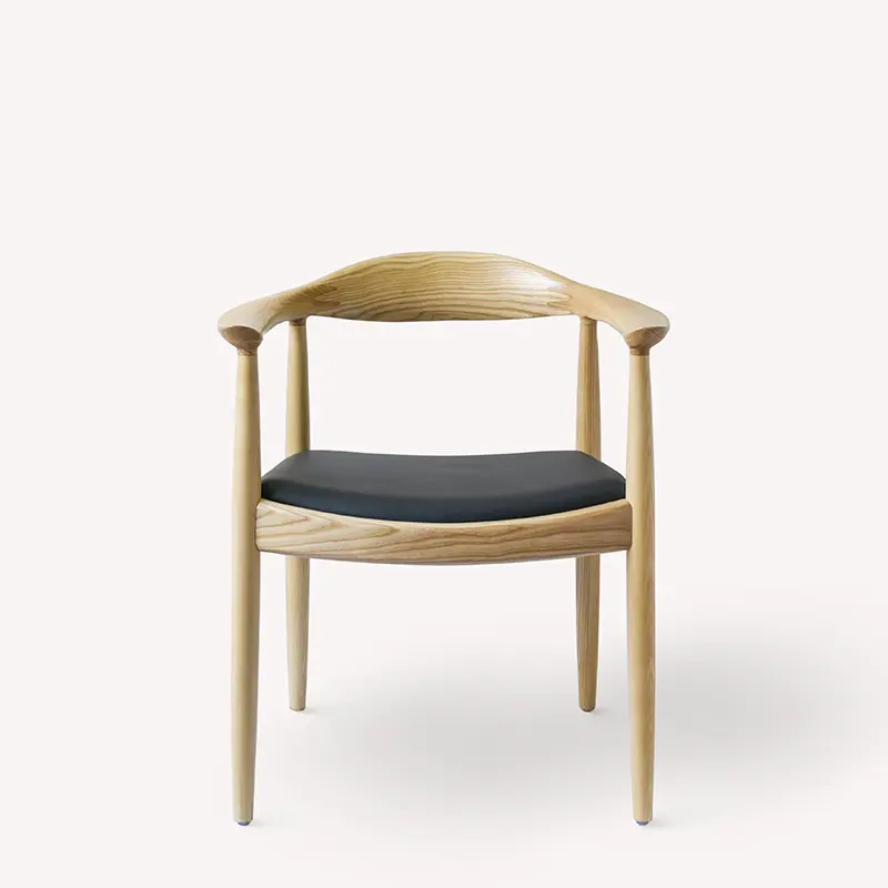 GDC White Rubber Wood Leather Dining Chair Leisure Solid