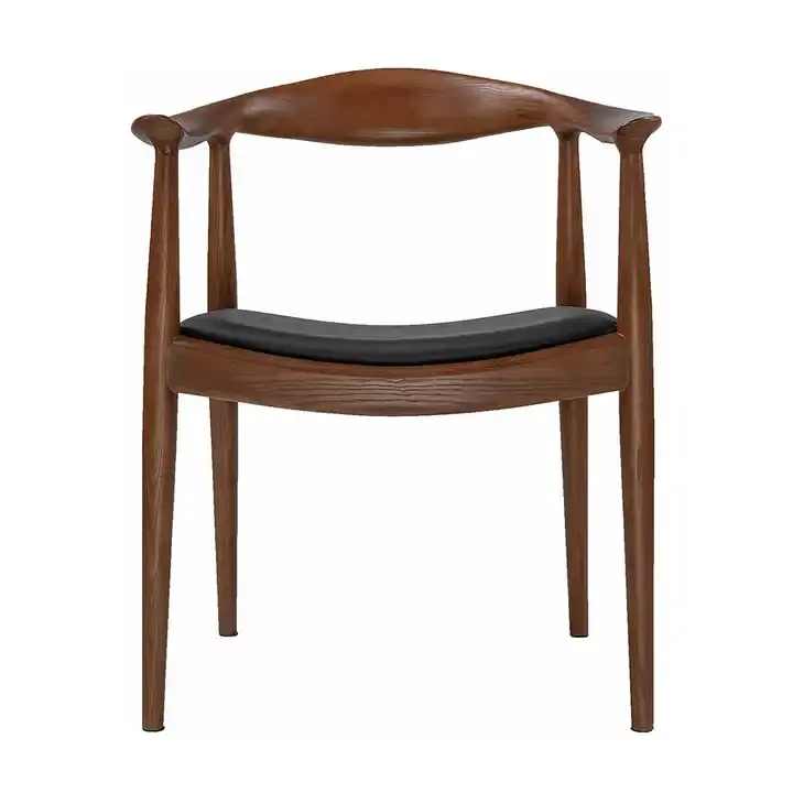 GDC Woven Cord Side Leather Wood Chair Solid Wood