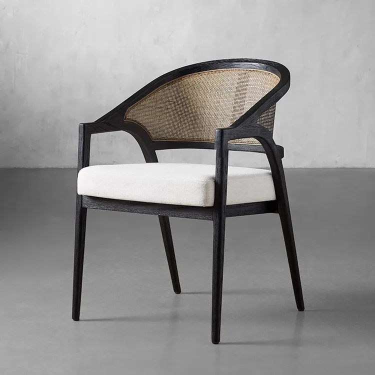 GDC Decoout Premium Real Rattan Back Solid Wood Arm