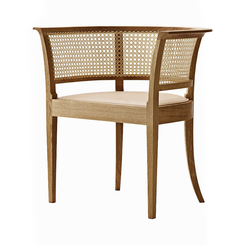 GDC Ergonomic Luxury Solid Wood Rattan Dining Chair Woven