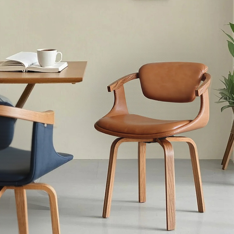 GDC Italian Minimalist Curved Dining Chair Nordic Solid Wood