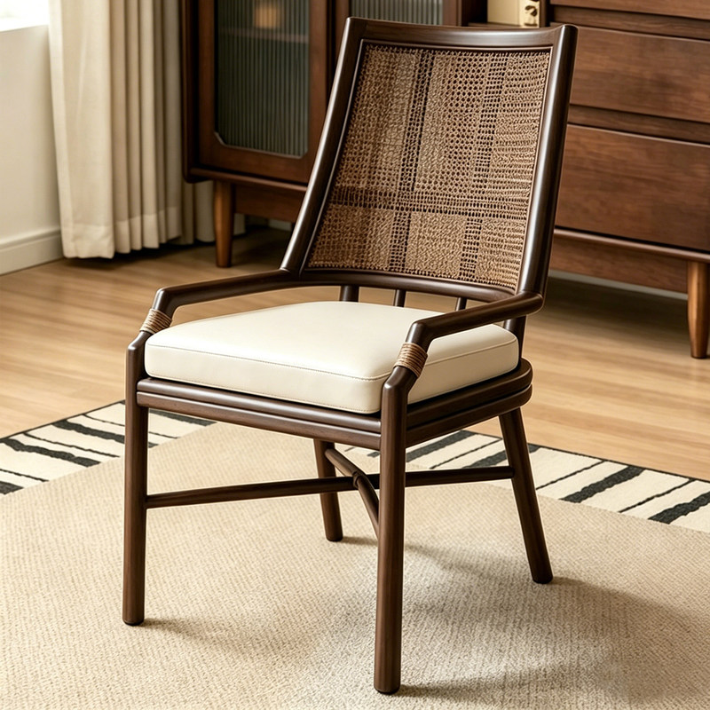 GDC Modern Solid Wood Leather Upholstered Ergonomic Dining Chair