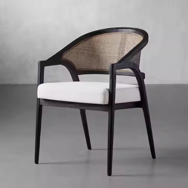 GDC Nordic Solid Wood Rattan Dining Chair Home Guest