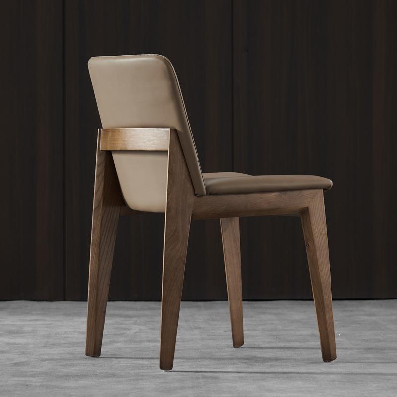 GDC Nordic Modern Simple All-Solid Wood Linen Dining Chair