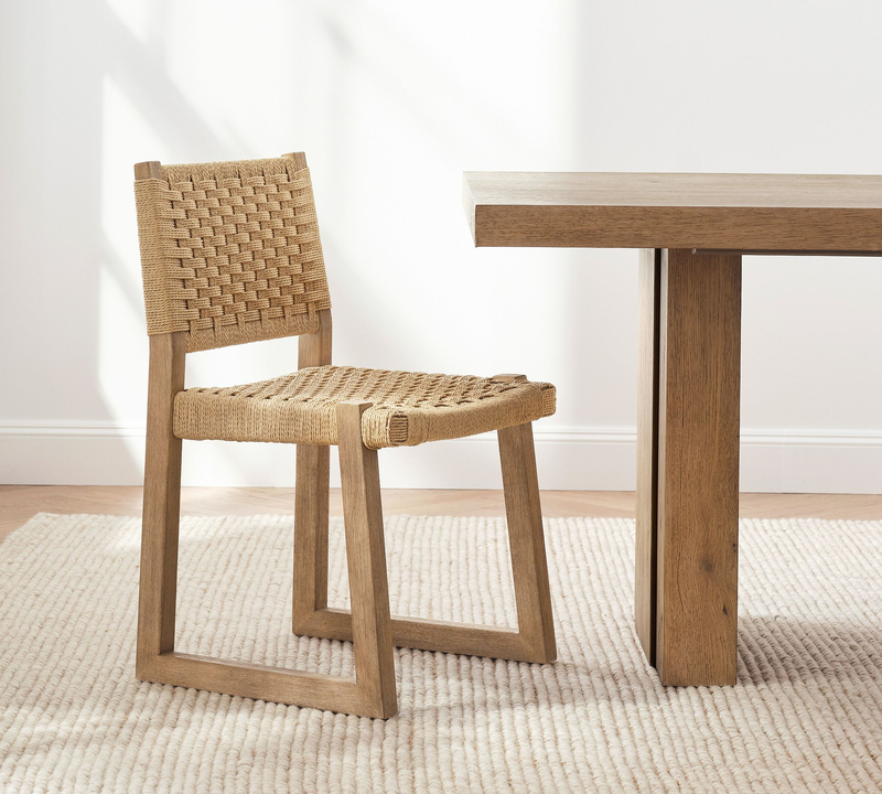 GDC Natural Solid Oak Wood Dining Chair Woven Seat