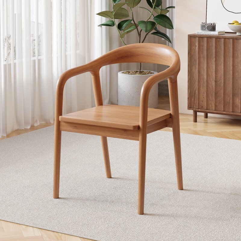 GDC Nordic Modern Solid Rubber Wood Dining Chair French