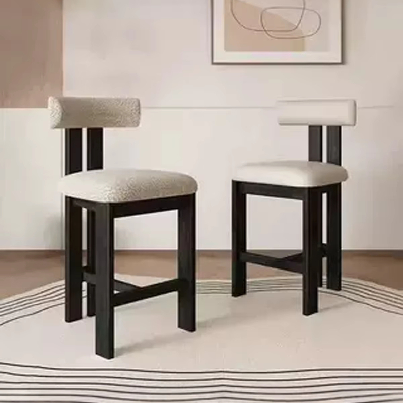 GDC Modern Solid Wood Bar Stool Fabric Upholstered Bar