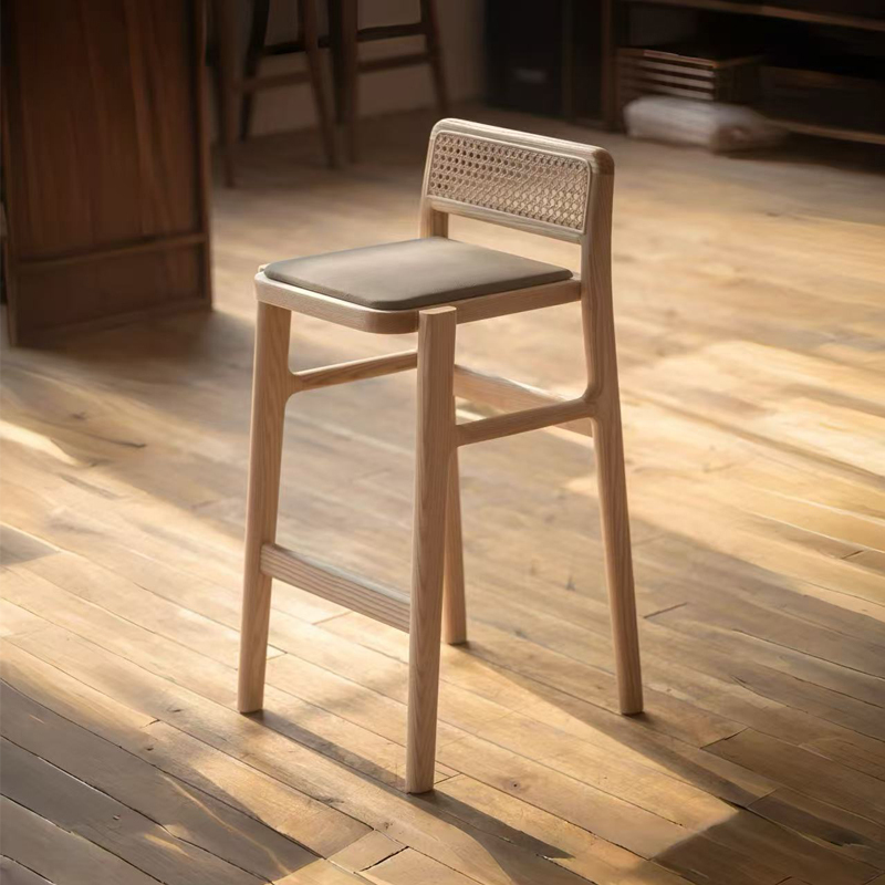 GDC Wooden Coffee Cafe Shop White Cushion Armrest High