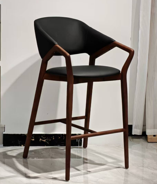 GDC Modern Solid Wood Bar Stool with Armrest Back