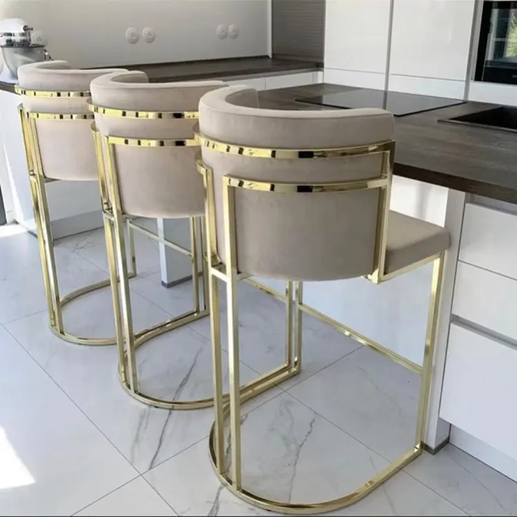 GDC High Counter Bar Chair Stainless Steel Fabric Kitchen