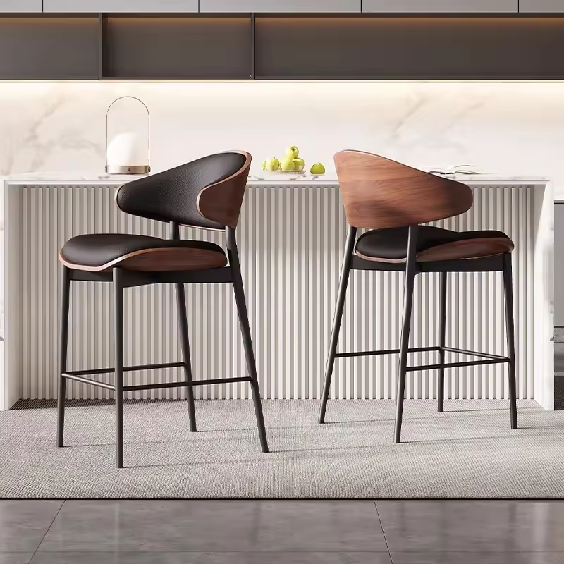 GDC Luxury Modern Minimalist High Back Bar Stool Light
