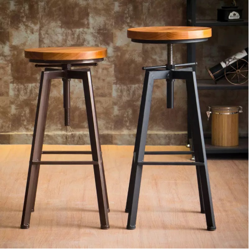 GDC Bar Chair Nordic Counter Furniture Metal Swivel Leather